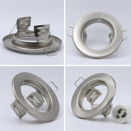 COOINJOY 10x Modern GU10 Downlights for Ceiling, Round Satin Nickel Metal Frame for Recessed Ceiling Lights, External Dimensions: 80mm, Cut-Out Hole Size:60-80 mm