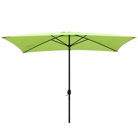 MAYPEX 10 x 6.5Ft Market Umbrella Rectangle Outdoor Umbrella Water Repellent Durable 6 Sturdy Steel Ribs with Easy Handle Crank Market Outdoor Table Umbrella for Garden Green