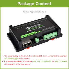Waveshare Dual Ethernet Ports 8-Ch Relay Module (C), Modbus RTU Protocol, PoE Power Supply, With Various Isolation And Protection Circuits, Industrial Grade Rail-Mount Case