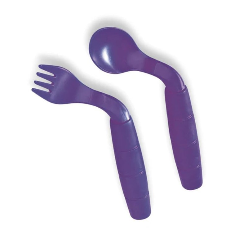 EasieEaters Curved Utensils for Right-Handed Users – 1 Spoon &