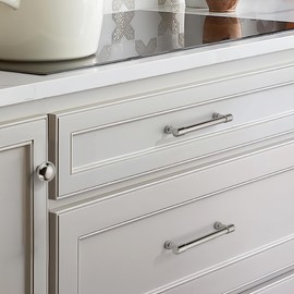 khtumeware 6 Pack 1-1/4 Inch Polished Nickel Cabinet Knobs Solid Round Dresser Drawer Knobs Simple Cabinet Hardware for Cupboard Drawer Pulls