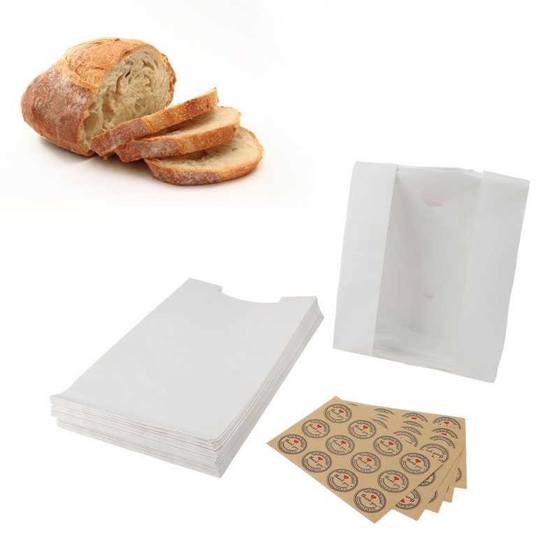 50PCS Bread Bag Kraft Paper Transparent Window Baked Food Packaging