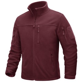 TACVASEN Winter Jacket for Men Outdoor Jacket Elastic Cuffs Traveling Fashion Sweater with Multiple Pockets Wine Red