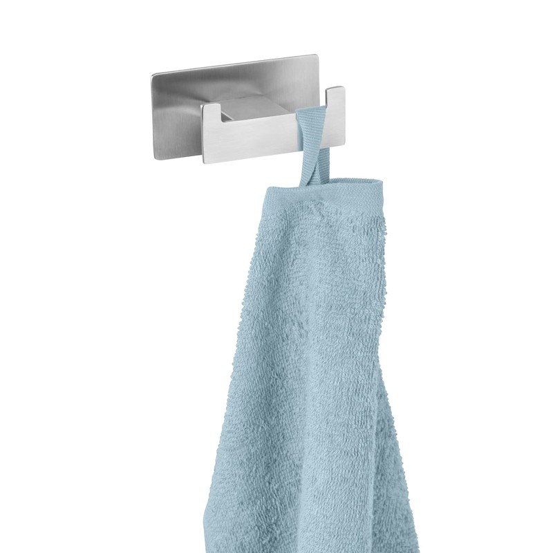 WENKO Turbo-Loc Duo Genova Matt Wall Hook, Decorative Double Bath
