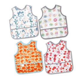 Joyo roy Bib Baby Bib with Sleeves Drool Bib Baby Bib with Crumb Tray Baby Bib with Sleeves Bib Washable for Girls Painting Coat Children, girl-2