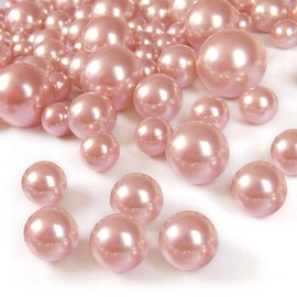 GLBYUNN Pearl Beads for Vase Filler 160 Pieces No Hole Makeup Pearls Beads for Brushes Holder for Home Wedding Christmas Decor, 10/14/20mm(Rose Gold)
