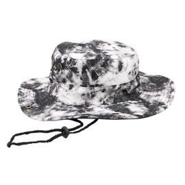Awlsyj Mens Womens Sun Bucket Hat Wide Brim Fishing Hat Safari Hat Foldable Boonie Cap Outdoor UV Protection Beach Travel Fishing Hiking Hat (Tie Dye Black White)