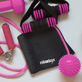 Relaxdays Slimming Belt Hula Hoop, 90 cm, Neoprene, Fitness Belt for Women, with Velcro Fastening, Belly Belt, Black/Pink