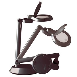 OttLite ClearSun LED Space-Saving Magnifier Desk Lamp with Optical-Grade Magnification, Black