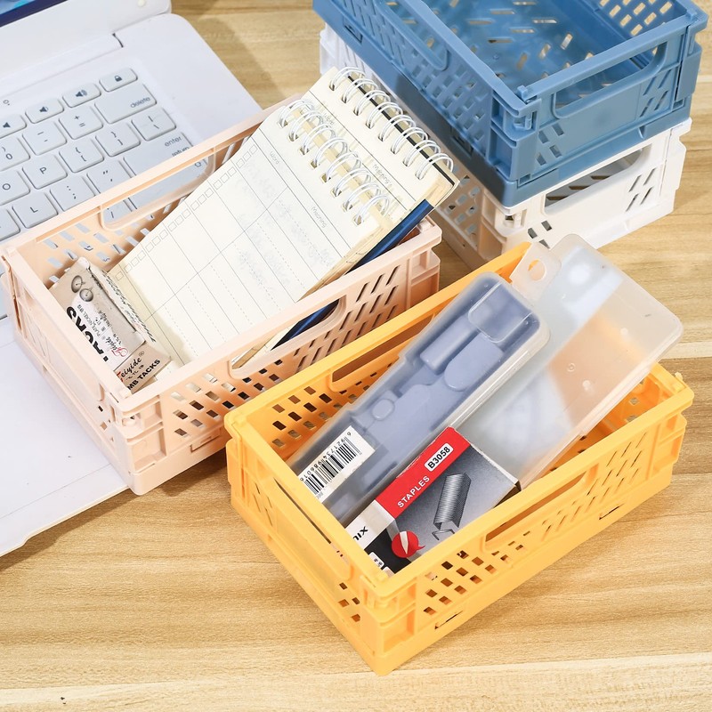 6 Pcs Mini Fodable Storage Baskets, Small Collapsible Storage Baskets,