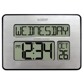 La Crosse Technology 513-1419BLv4-INT Backlight Atomic Full Calendar Clock with Extra Large Digits