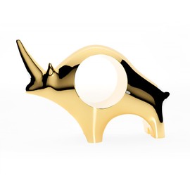 UHIWALKER Rhino Statue for Home Shelf Decor,Ceramics Rhino Sculpture， Hand-Carved Animal Figurine Collectible Gift for Home Office Living Room Bookshelf Mantel Table Centerpiece (Gold)