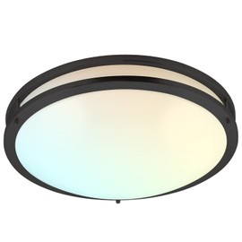 LUXRITE 18 Inch LED Flush Mount Ceiling Light, 5 Color Selectable 2700K | 3000K | 3500K | 4000K | 5000K, Dimmable, Modern Ceiling Light Fixture, 24W, 2160 Lumens, Energy Star, ETL Listed, Matte Black