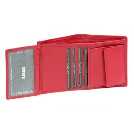 Small Wallet for Men and Woman vertical format JOCKEY CLUB, Genuine Leather, cherry - ''LEAS Mini-Edition''