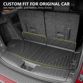 powoq Trunk Mat Compatible with 2016-2024 Dodge Durango 6&7 Seats TPE Trunk Liner Cargo Liner Replacement for 2016-2024 Dodge Durango Accessories (Trunk Mat 6&7 Seats)
