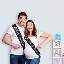 Baby Daddy Funny Baby Shower Sash For Daddy To Be, (Black w/White Lettering) Baby Shower Party Decorations Gifts Supplies Dad To Be Baby Gender Reveal Ideas New Father Favors