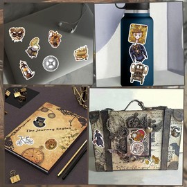 QTL Steampunk Stickers for Adults Steampunk Party Supplies Waterproof Vinyl Stickers for Water Bottle Laptop 75Pcs