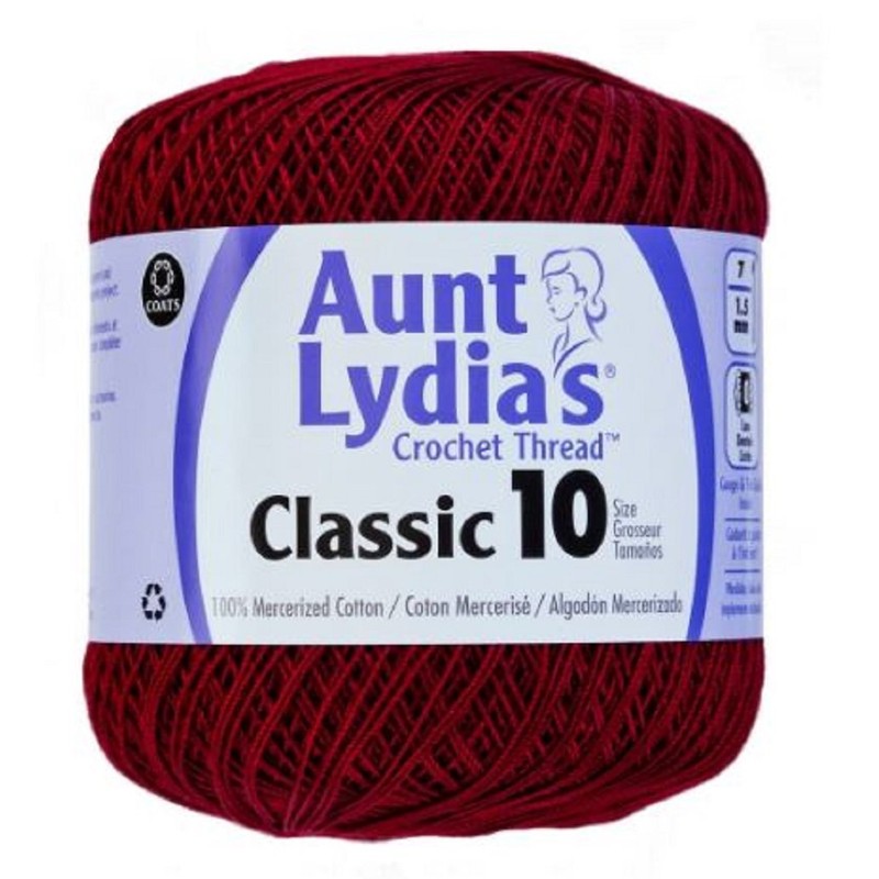 Coats Crochet Aunt Lydia's Crochet Hilo, Algodón Classic SIze 10,