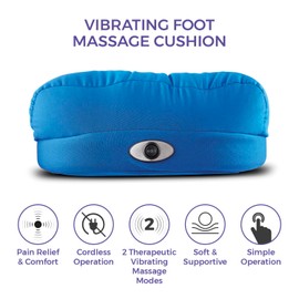 Carmen C81229 Vibrating Foot Massage Cushion with 2 Vibration Massage Modes, Cordless Operation, Navy Blue