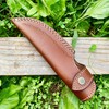 9" long custom handmade leather sheath fits up to 5"—6"