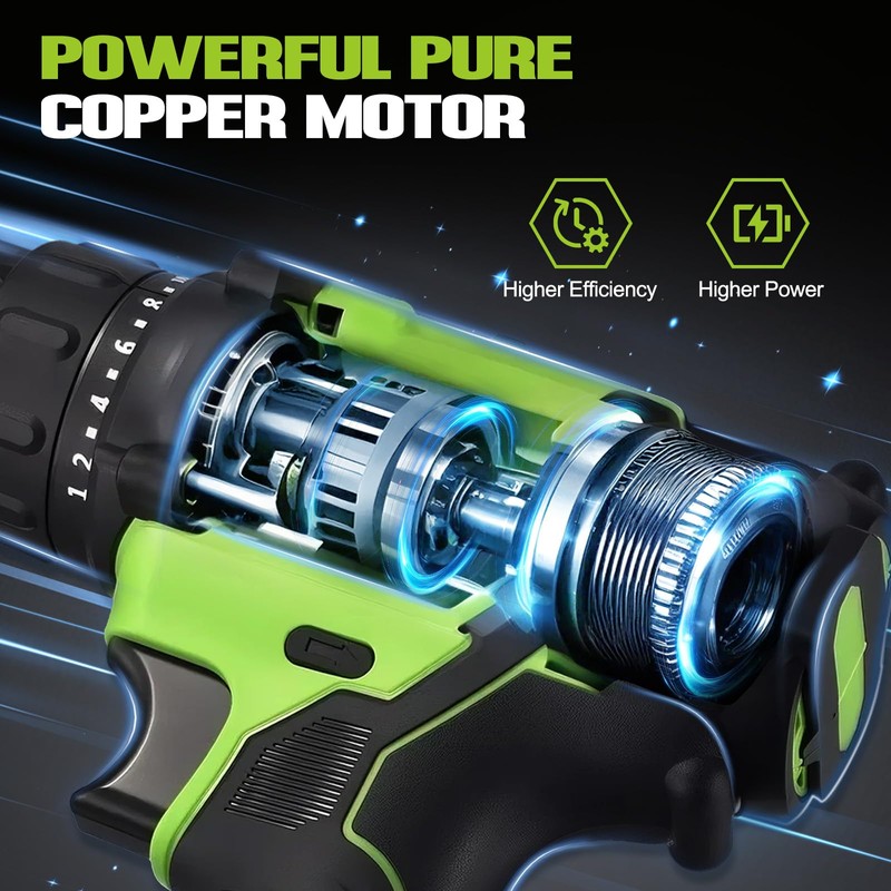 WorkBless WORKBLESS 21V Power Drill Set, Cordless Drill with 2