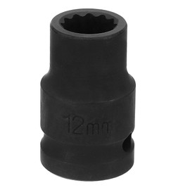 HARFINGTON 12-Point Impact Socket 1/2 Inch Drive 12mm Metric Cr-V Shallow Impact Socket Nut Driver Wrench for Auto Repair
