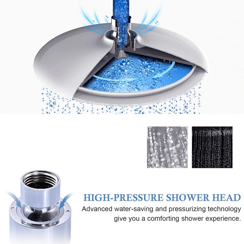 AiQInu 8 Inch Round Shower Head Rain Shower, Adjustable Shower