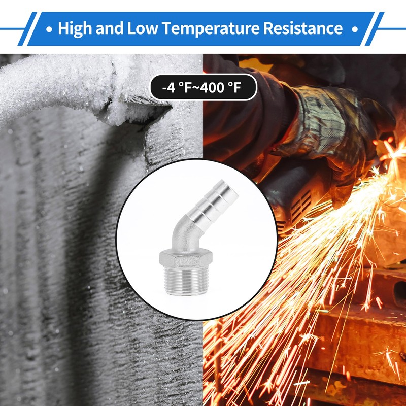 VekAuto 304 Stainless Steel Hose Barb Fittings 19/32" OD 3/4"