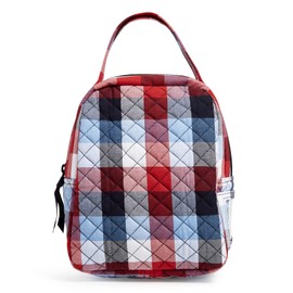 Vera Bradley Women's Cotton Lunch Bunch Lunch Bag, Patriotic Plaid - Recycled Cotton, One Size