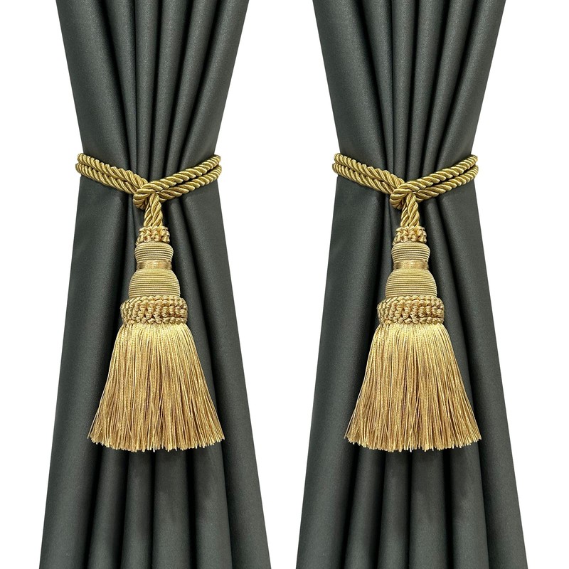 Fenghuangwu 6 Pack Curtain Tie Backs Rope Tassels for Curtains