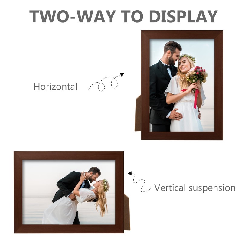PECULA 2 Pack 5x7 Brown Picture Frame for Wall and