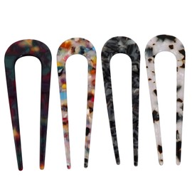 LALAFINA 4pcs Simple U-shaped Hairpin Metal Hair Clips French Pin Bride Metal Chopsticks Barrettes for Women French Hair Pin Simple Retro Hairpins Vintage Acetic Acid Girl Accessories