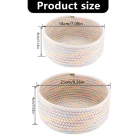 2er Set Aufbewahrungskorb Baumwollseil Geflochten, Ø 21 x9cm Rund Wickelkorb Wickeltisch Zubehör, Kleine Aufbewahrung Körbe, Flechtkorb Organizer Organisations Baumwolle, Stapelbare Storage Basket