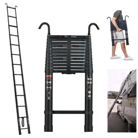 Telescoping Ladder 16.5FT Aluminum Telescopic Extendable Ladders with Roof Hooks, Telescopic Extension Ladder for Home, Portable Folding Multi-Purpose Ladder for Indoor Outdoor Working, 330lb Capacity