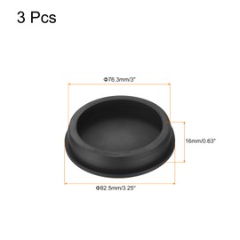 uxcell High Temp Silicone Plug Mount Dia 76.3mm/3 inch t Shaped Rubber Stopper Hole Plugs for Powder Coating Plating Waterproof Plugs Sealing Plugs Black Pack of 3(OD 82.5mm)