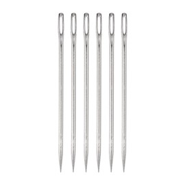 HARFINGTON 6pcs 4 Inch Upholstery Needles Large Eye Stitching Needles Stainless Steel Straight Hand Sewing Needles for Home Hand Sewing Leather Tapestry Embroidery Tufting Webbing Carpet