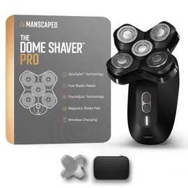 MANSCAPED® The Dome Shaver™ PRO: afeitadora para hombres, diseño rotatorio de 5 cuchillas con tecnología SkinSafe® y FlexAdjust, resistente al agua, USB-C e inalámbrica, bloqueo para viajes