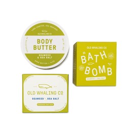 Old Whaling Co Seaweed & Sea Salt Bath Set – Set of 3 bath products - beachy fragrance - bath bomb, body butter, bar soap