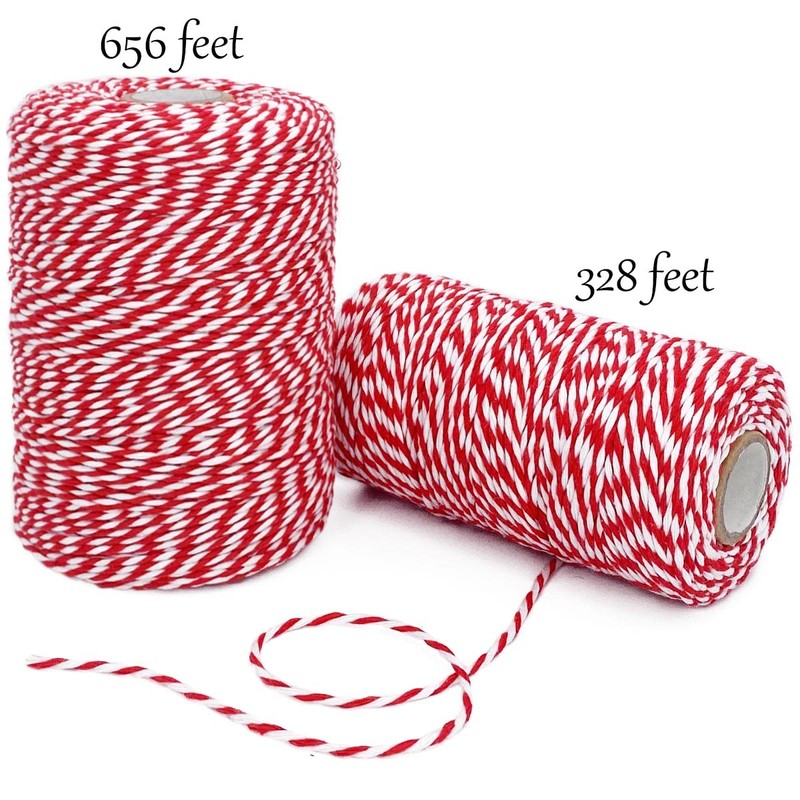 Cotton Twine Red and White Baker String 2mm Thick 328