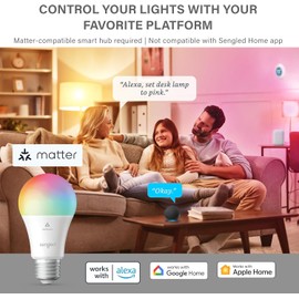 Sengled - foco inteligente, compatible con Alexa, multicolor, equivalente a 60 W, 800 LM, Wi-Fi de 2.4 GHz, paquete de 4