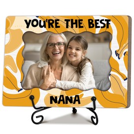 MXLINSW You Are The Best Nana Gifts for Grandma, Warm Memory Gift for Women, Banana Decorative Photo Frame, Horizontal Wooden Picture Frame with Stand, Home Office Desk Decor, Banana Print-B19