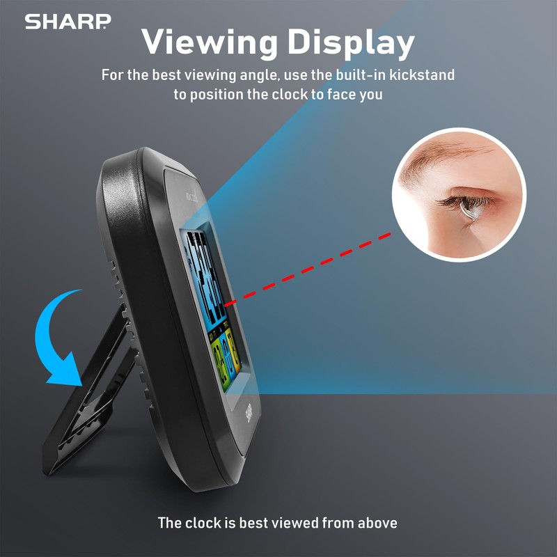 Digital Alarm Clock with LCD Display – Always-On Backlight, Adjustable