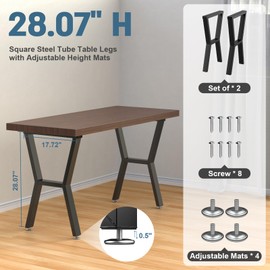 28" Heavy Duty X-Shape Black Steel Metal Furniture Table Legs, Tall Desk Legs with Protector Adjustable Feet, DIY-Office Desk Leg/Dining Table Leg/Outdoor Furniture Leg/Coffee Table Leg(Up to 1000LB)