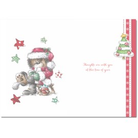 doodlecards Thinking Of You Christmas Card Cute Bear Medium Size Christmas Card for Thinking Of You with Plain Envelope