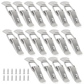 Spring Loaded Toggle Latch, 16PCS Latch with Lock Hole 56 mm Catch Lock Stainless Steel Tension Spring Clamps with 64 Screws Small Spring Clips for Door Case Drawer