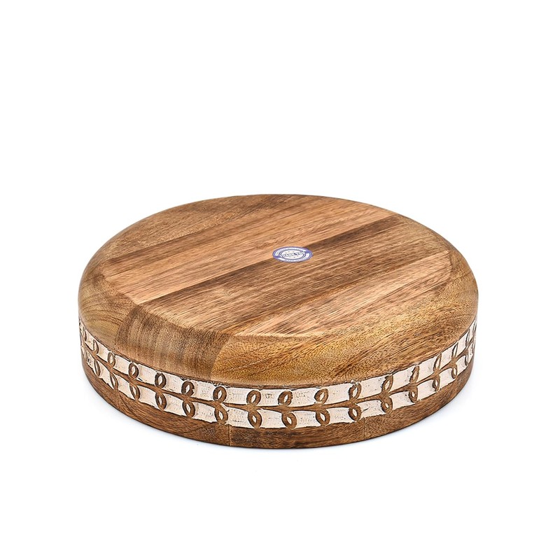 BHAVATU Fruit Bowl Mango Wood Kitchen Counter & Dining Table