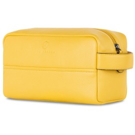 VON HEESEN Toiletry Bag Leather Toiletry Bag for Men and Women - Genuine Leather Necessaire Ideal for Travel - Wash Bag and Cosmetic Bag, yellow, 1 main compartment