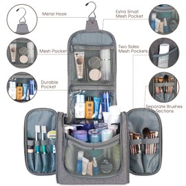 Toiletry Bag for Men and Women - Children's Toiletry Bag for Hanging & Men Cosmetic Bag - Wash Bag for Women & Girls, A-Grey (Large)