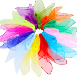 Blovec 12 bufandas cuadradas para danza, bufanda de seda para malabares y movimientos musicales, bufandas de 24 x 24 pulgadas en 12 colores
