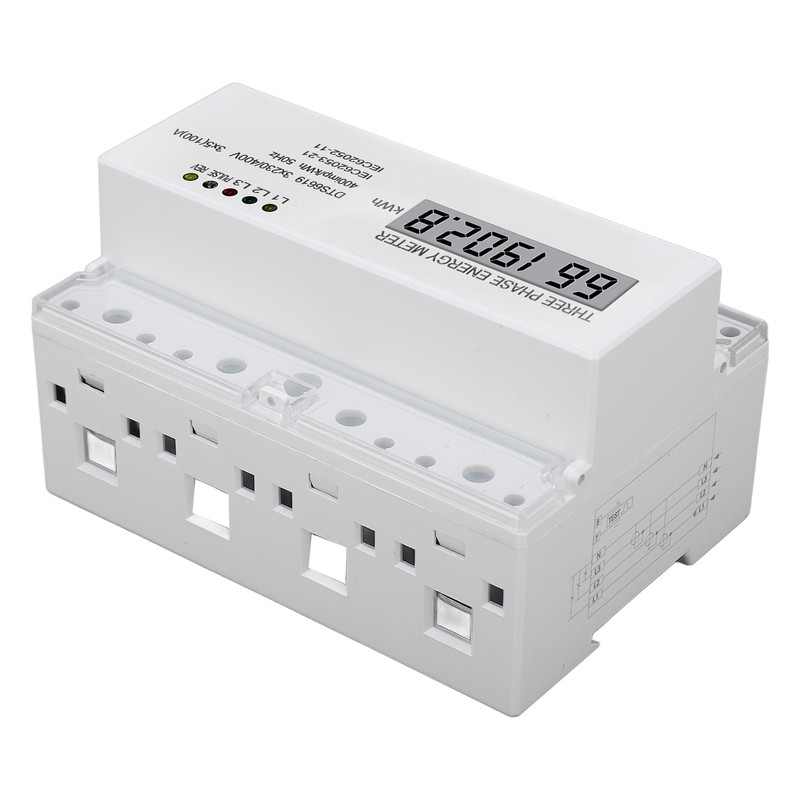 3 Phase Energy Meter DIN Rail Mount Electricity Usage Monitor